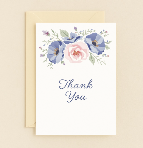 floral thank you card with watercolor flowers