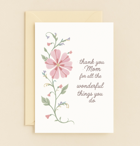 floral thank you mom card