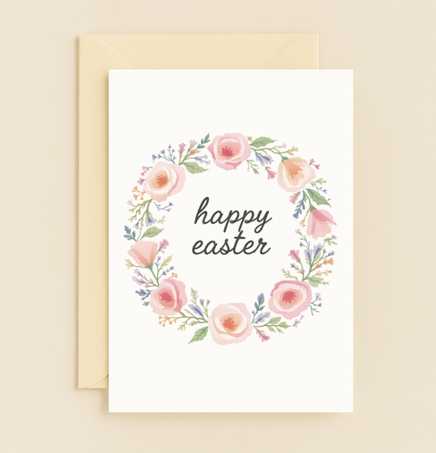 floral wreath happy wishes card