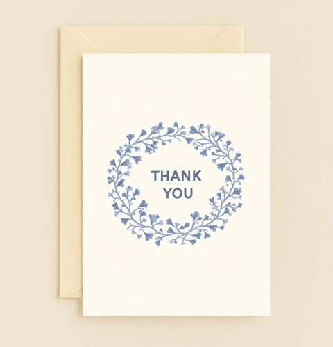 floral wreath thank you card