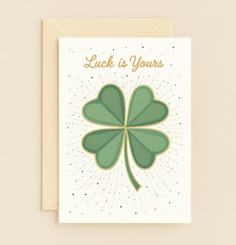 Four Leaf Clover Good Luck Card