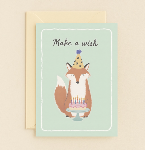 fox birthday wish card