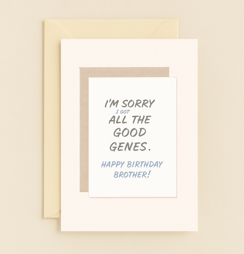 good genes funny brother card