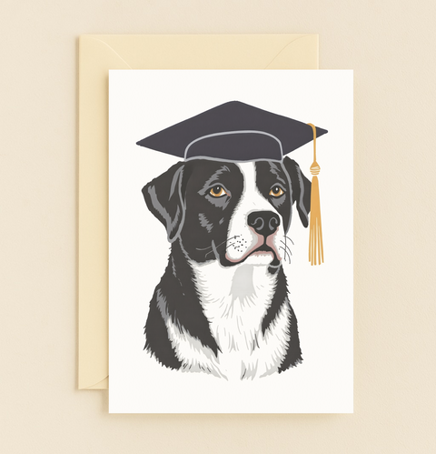 graduating dog in cap card
