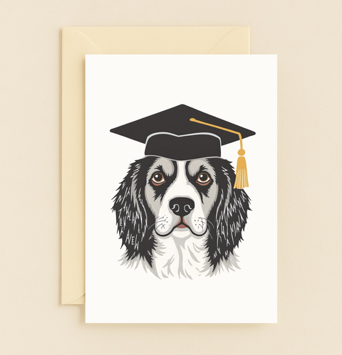 graduation dog in cap card