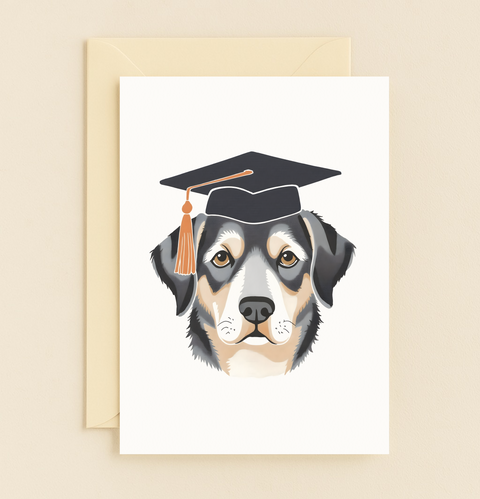 graduation dog with cap card
