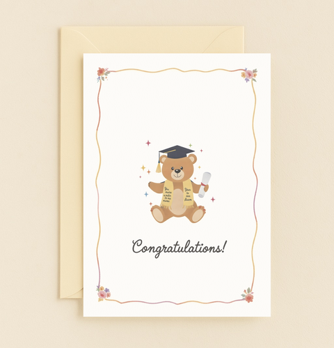 graduation teddy bear card