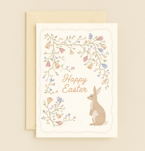 happy bunny floral greeting card