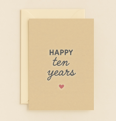 happy ten years heart card