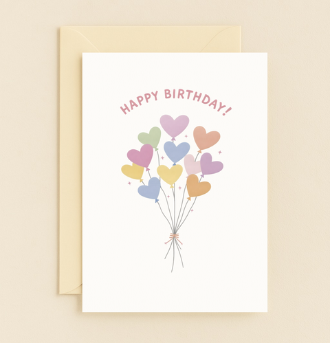 heart balloons happy birthday card
