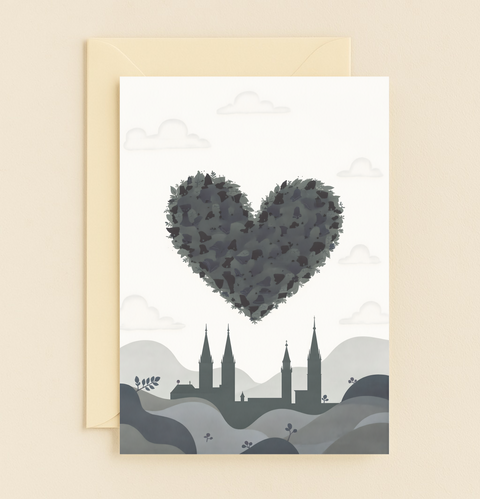 heart of clouds over city card