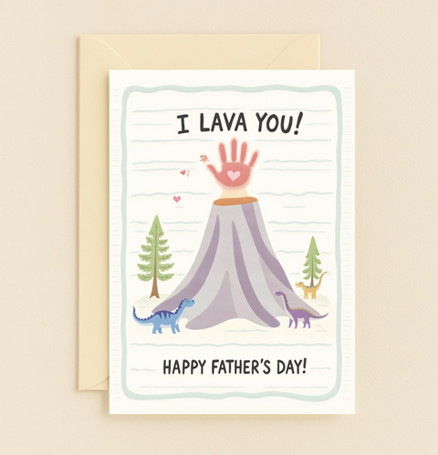 i lava you dinosaur volcano card