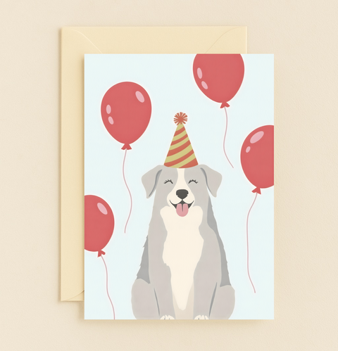 joyful dog party card