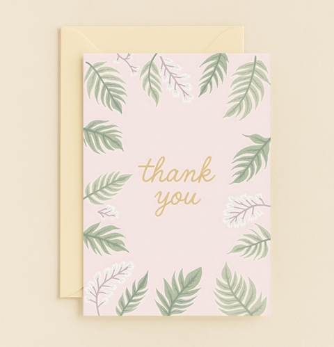 leafy thank you greenery card