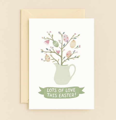 love and eggs in vase card