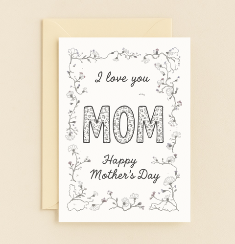 love you mom floral card