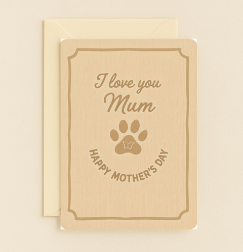 love you mum paw print card
