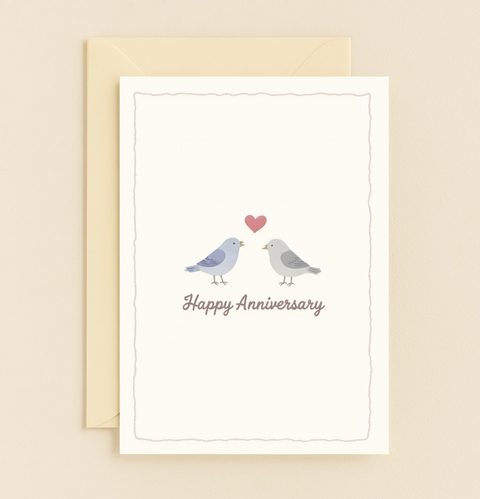 lovebirds heart anniversary card