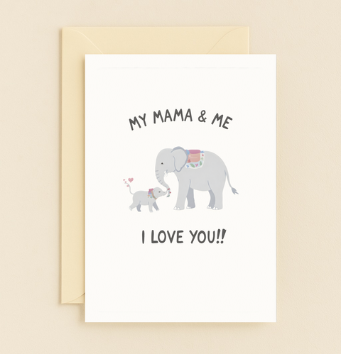 mama and baby elephant love card