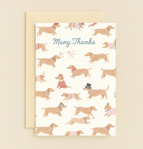 many thanks dachshunds card