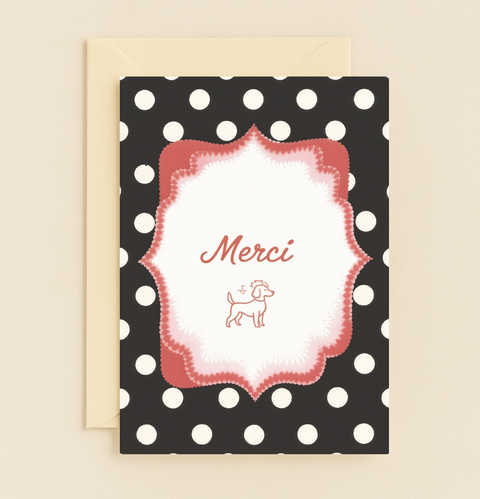 merci dog polka dot card