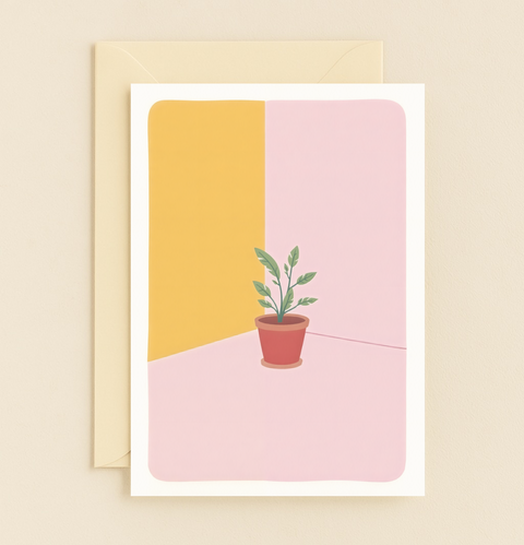minimalist potted plant card