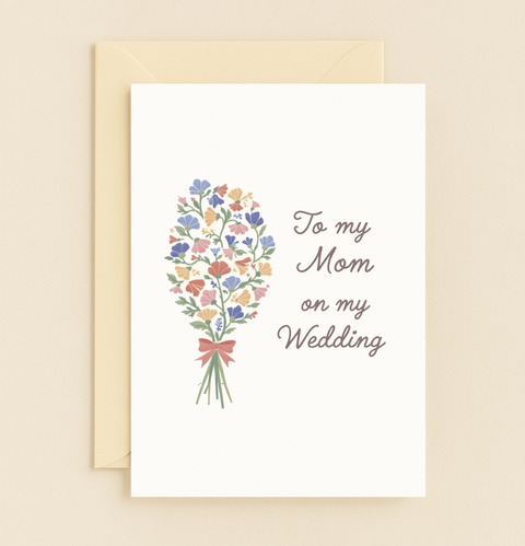 mom bouquet wedding card