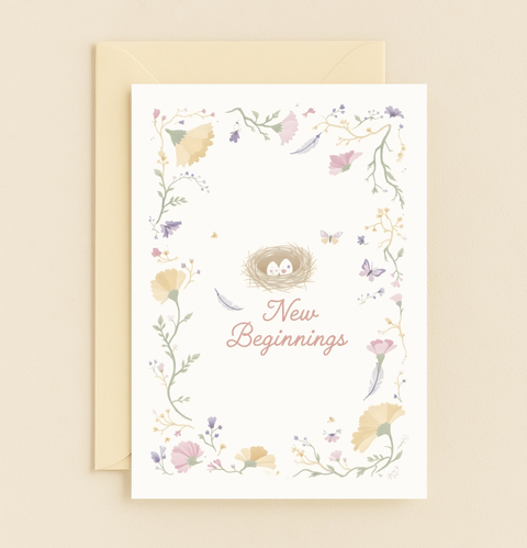 new beginnings floral nest card
