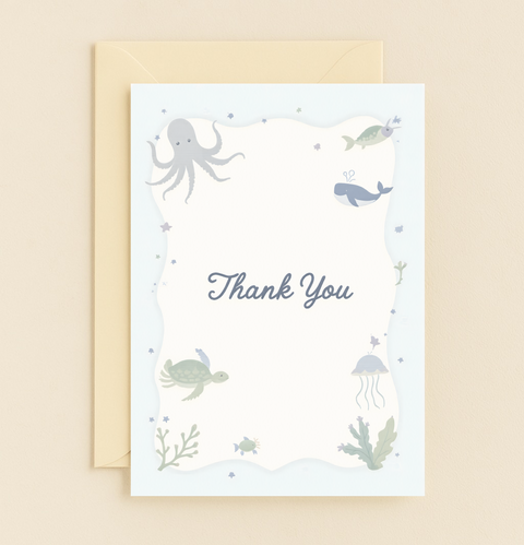 ocean animals thank you card