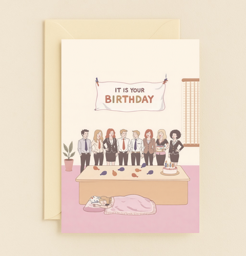office party minimalist birthday card