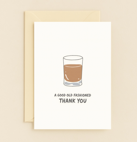 old fashioned cocktail thank you card
