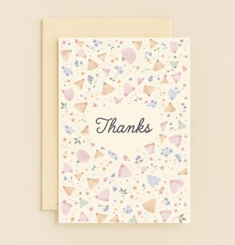 pastel floral thanks card