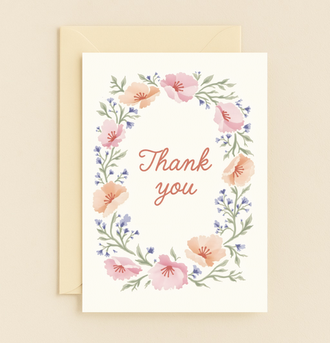 pastel flowers appreciation card