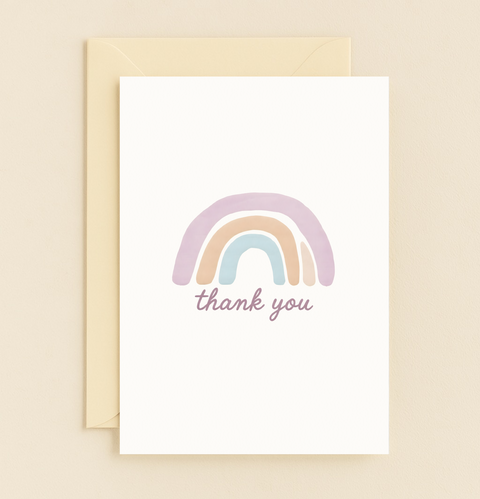 pastel rainbow thank you card