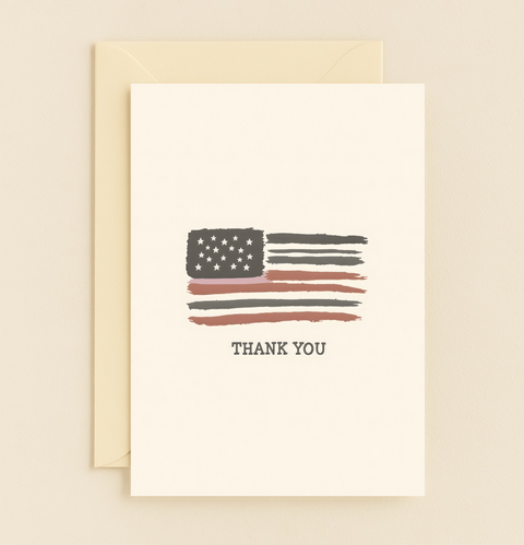 patriotic thank you card with american flag
