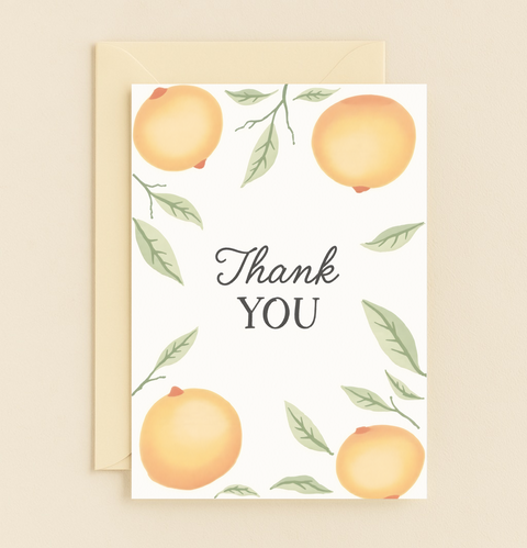 peach themed thank you card