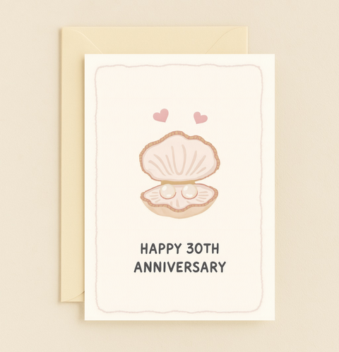 pearl in oyster anniversary card