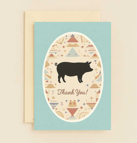 pig silhouette thank you card