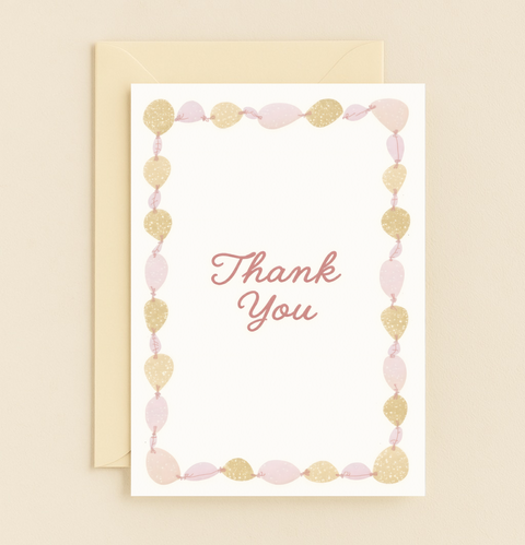 pink and gold thank you card