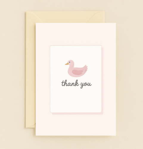 pink duck thank you card