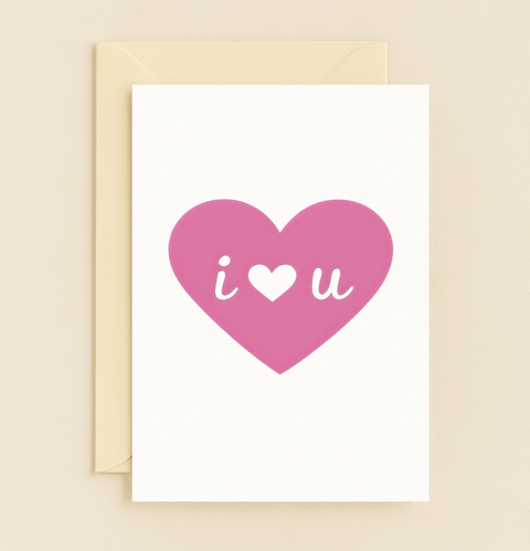 pink heart i love you card