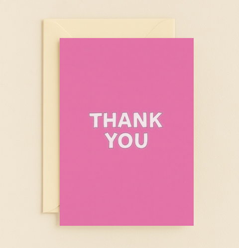 pink thank you card