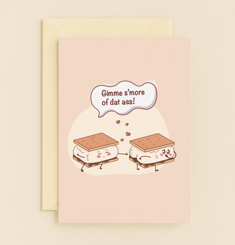 playful s'mores card with cheeky message