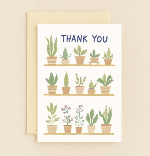potted plants thank you card
