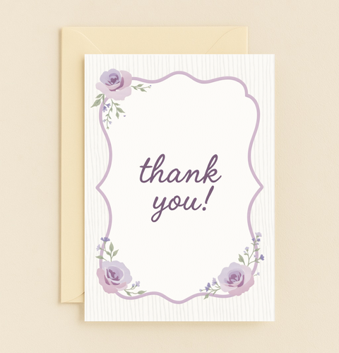 purple roses thank you card