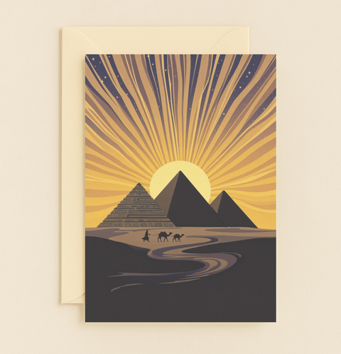 Pyramids Sunset Greeting Card