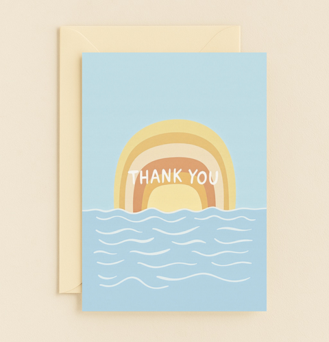Retro Rainbow Thank You Card