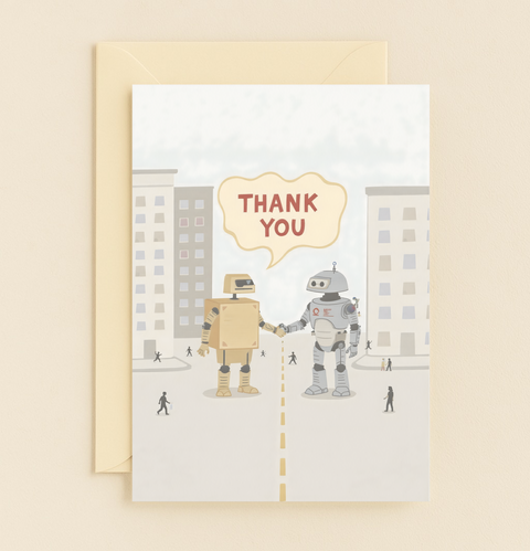 robot handshake thank you card