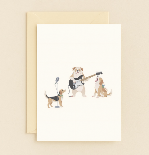 rock band bulldogs greeting card