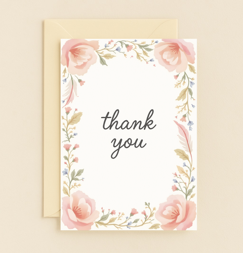soft floral thank you card